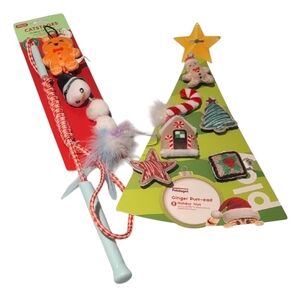 Petstages Christmas Cat Toys Teaser Wand & Catnip Felt Toys